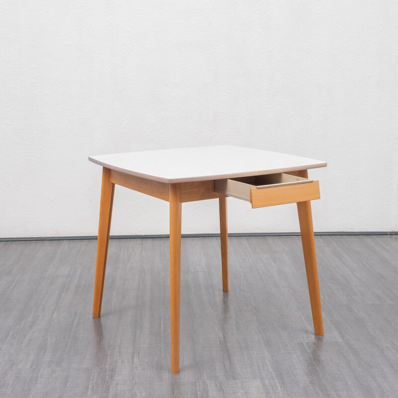 Square kitchen table grey-white formica 1950s