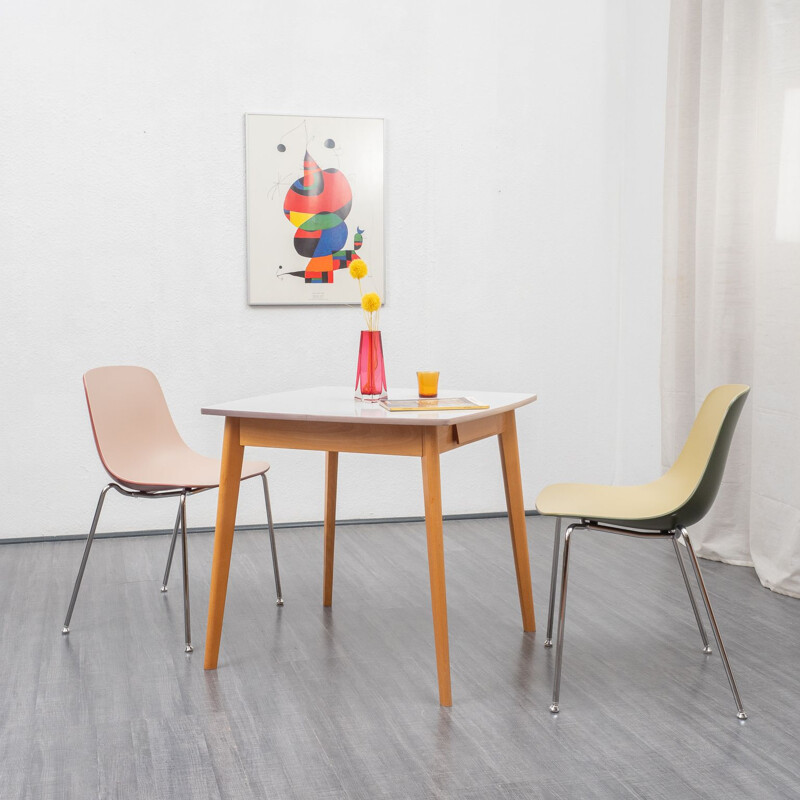 Square kitchen table grey-white formica 1950s