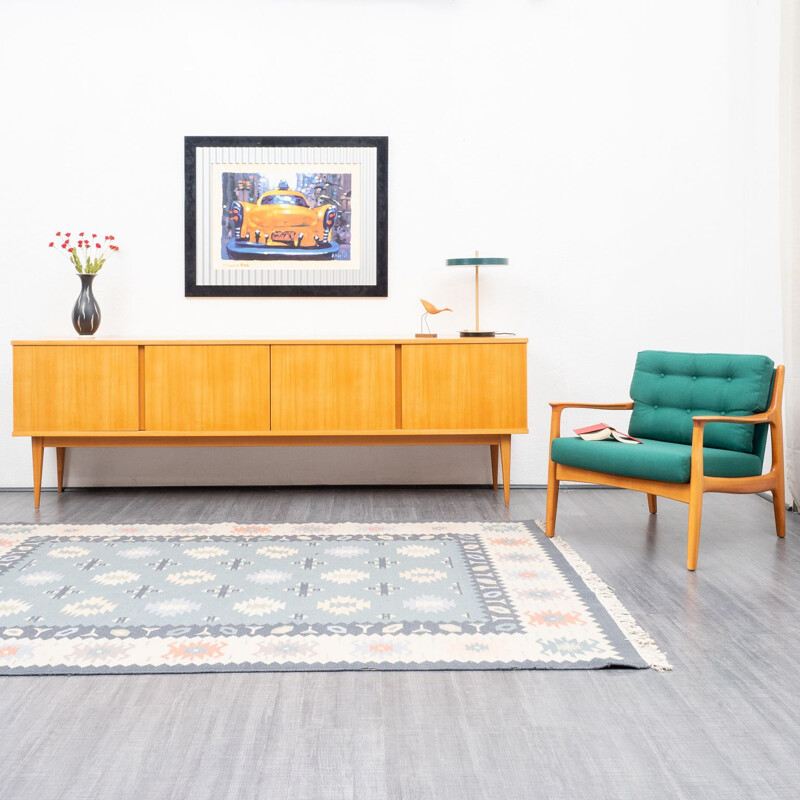 Vintage cubic cherry wood sideboard WK Möbel 1960