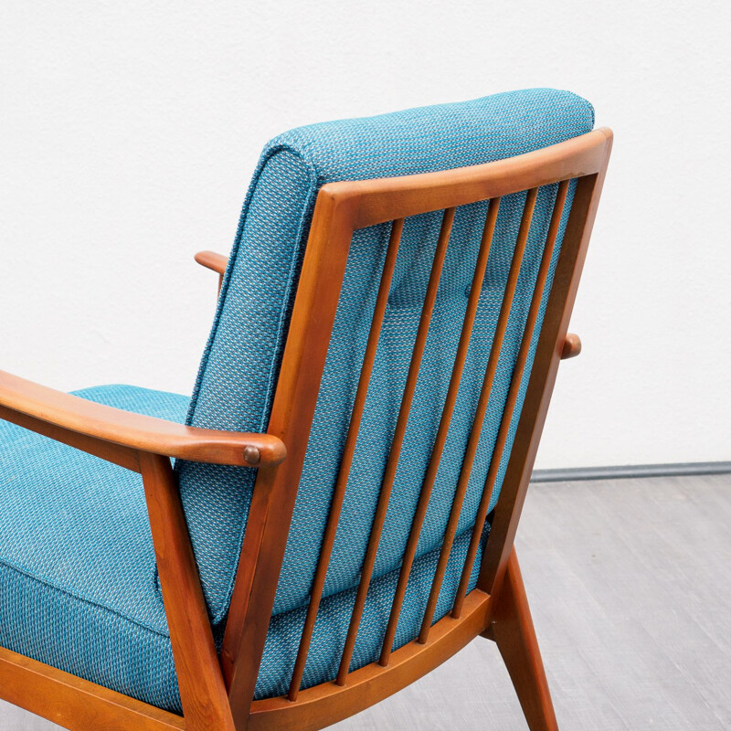 Restored vintage armchair in solid beech wood 1950