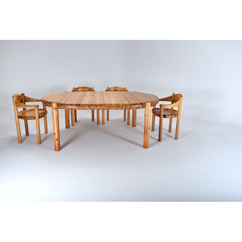 Pinewood mid century Dining Table by Rainer Daumiller, 1960s