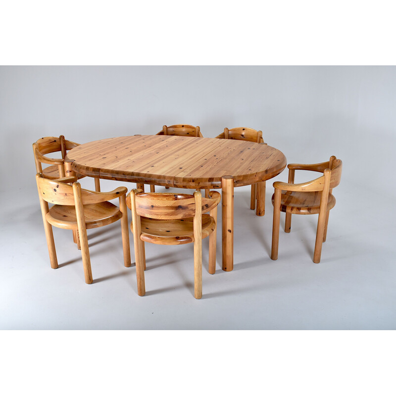 Pinewood mid century Dining Table by Rainer Daumiller, 1960s