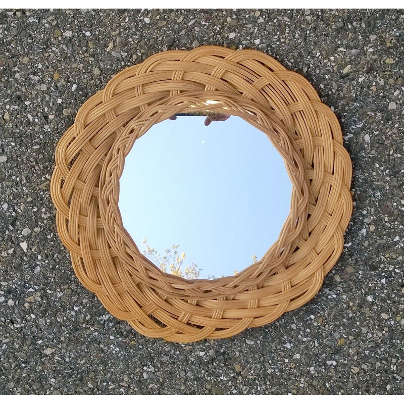 Vintage wicker mirror 1960