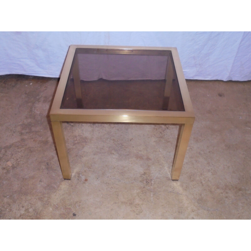 Vintage brass coffee table with glass top by Maison Jansen, 1960