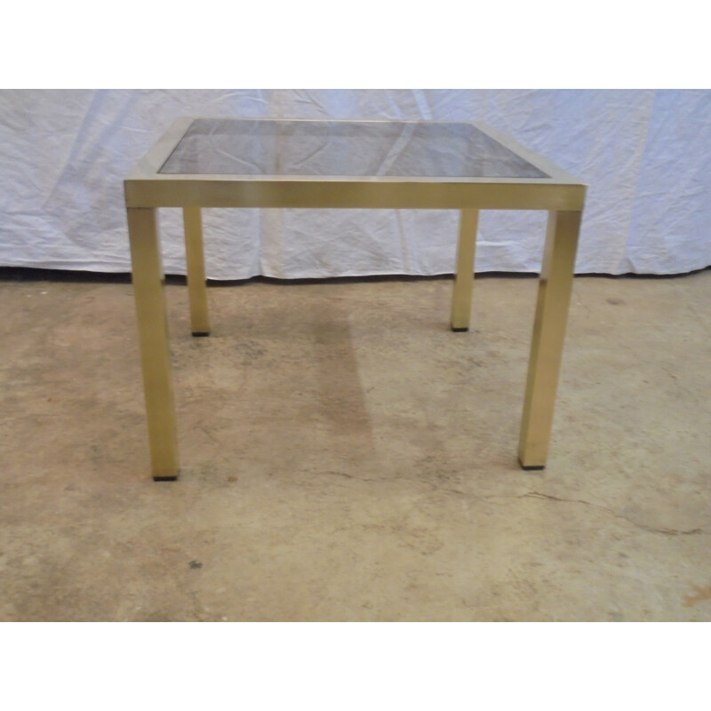 Vintage brass coffee table with glass top by Maison Jansen, 1960