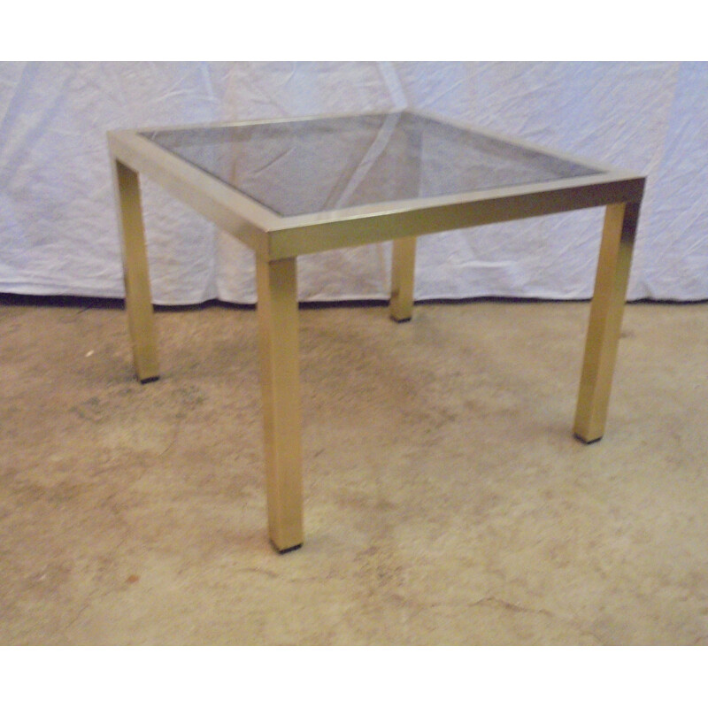 Vintage brass coffee table with glass top by Maison Jansen, 1960