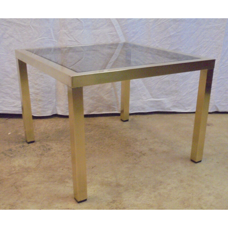 Vintage brass coffee table with glass top by Maison Jansen, 1960