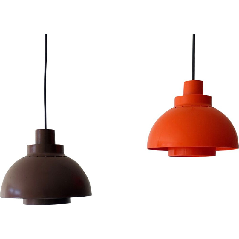 Vintage plastic hanging lamp, orange or brown 1970
