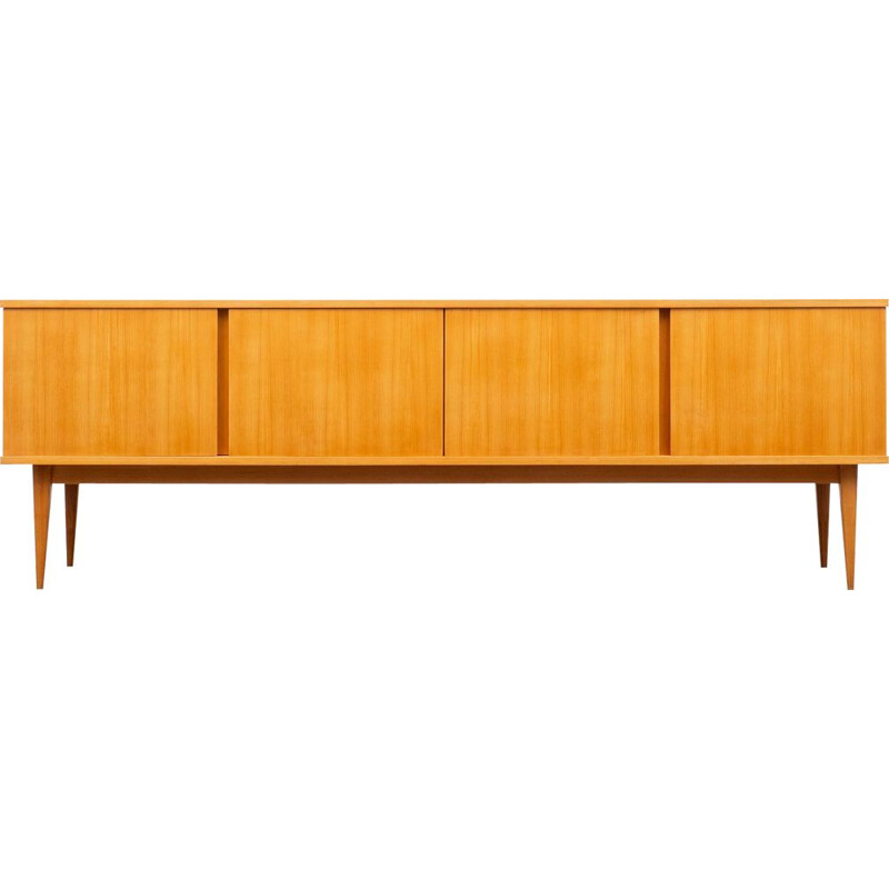 Vintage cubic cherry wood sideboard WK Möbel 1960