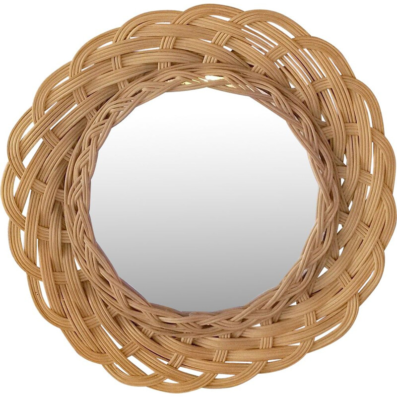 Vintage wicker mirror 1960