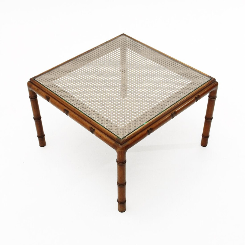 Italian Vienna straw  Coffee Table, 1970s