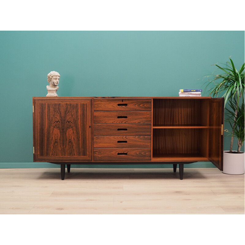 Winding vintage sideboard rosewood  Scandinavian 1970s 