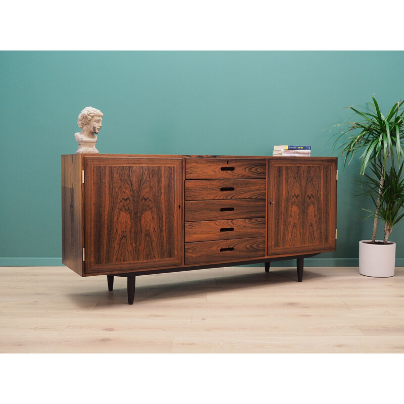 Winding vintage sideboard rosewood  Scandinavian 1970s 