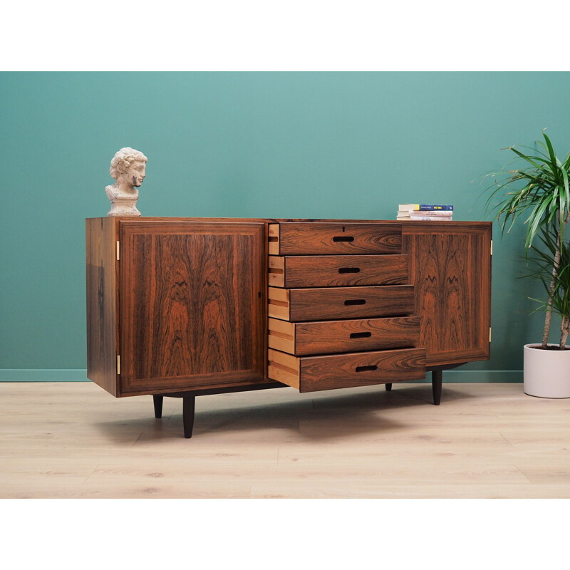 Winding vintage sideboard rosewood  Scandinavian 1970s 