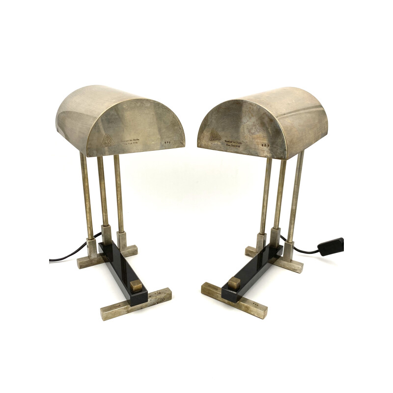  Pair of Bauhaus cubist shaped Lamps Diamant Art Studio New York 1938