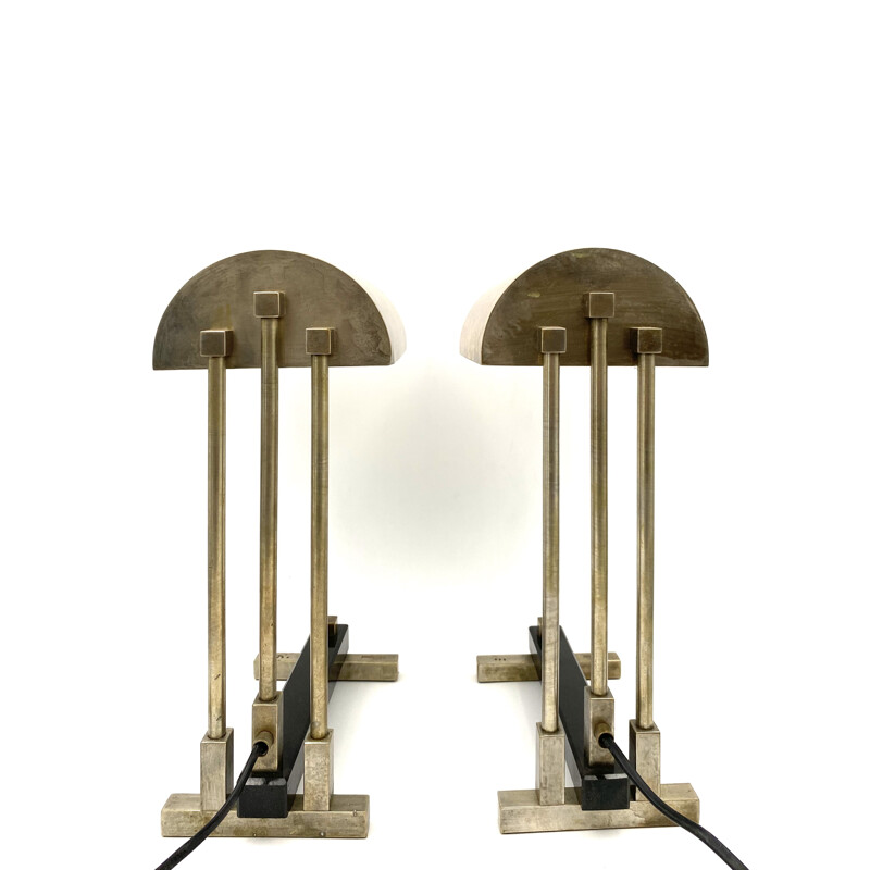  Pair of Bauhaus cubist shaped Lamps Diamant Art Studio New York 1938