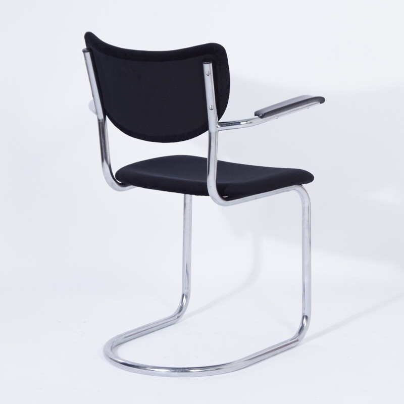 Set di 4 sedie vintage a sbalzo 3011 di De Wit, nuovo tessuto nero a coste 1950