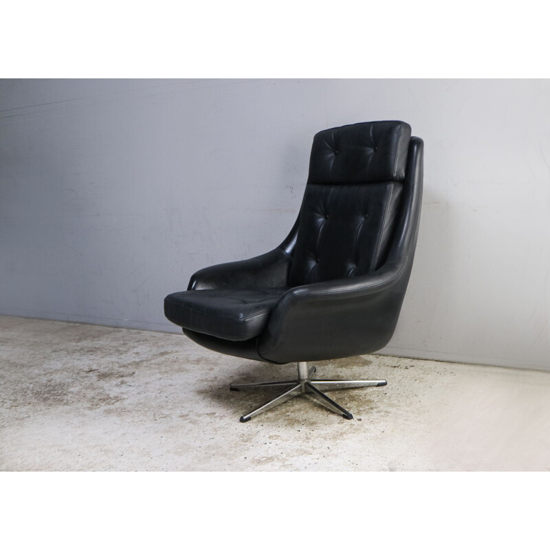 Danish mid century leather lounge chair 1960's