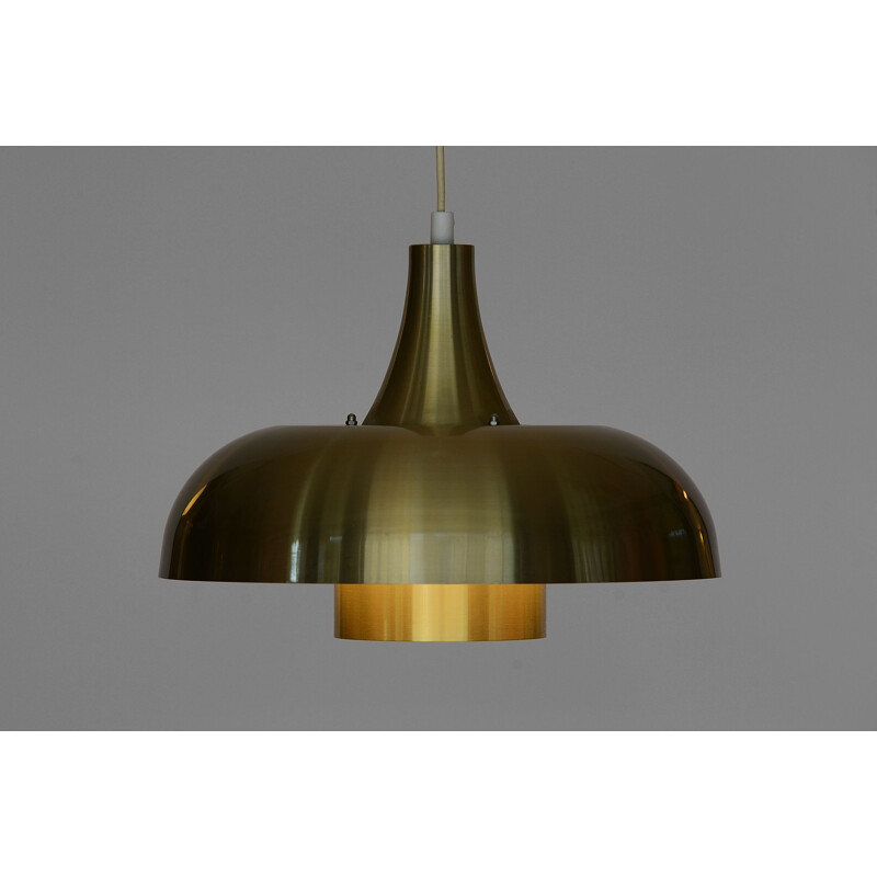 Pendant light in gold colored aluminum. mid century Denmark 1970s