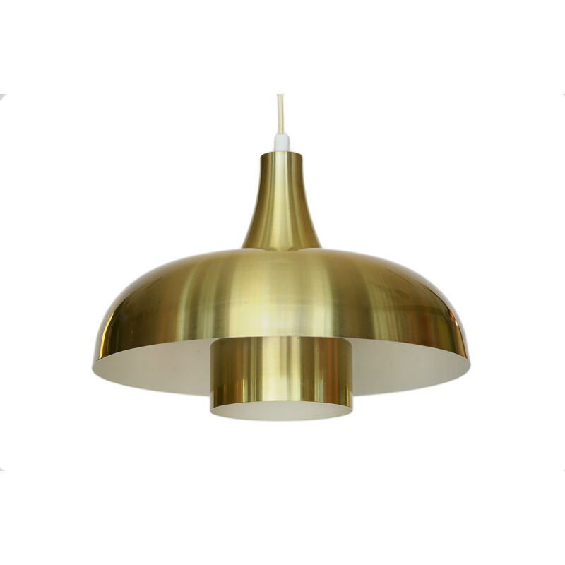 Pendant light in gold colored aluminum. mid century Denmark 1970s