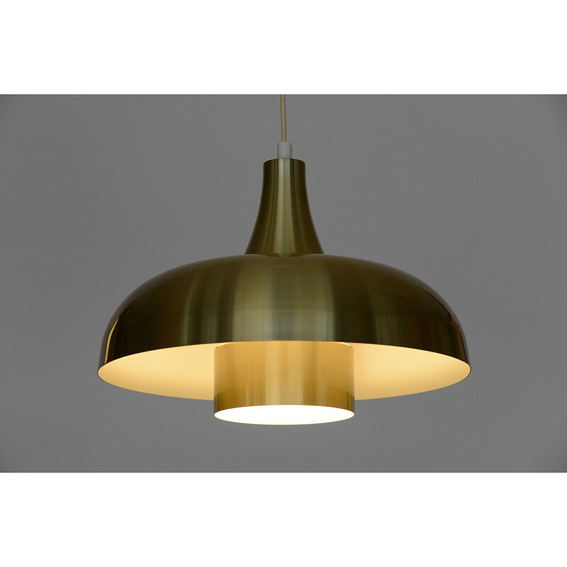 Pendant light in gold colored aluminum. mid century Denmark 1970s