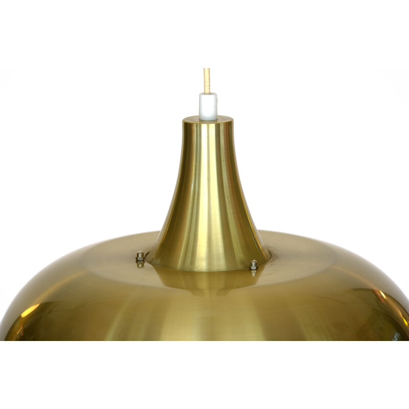 Pendant light in gold colored aluminum. mid century Denmark 1970s