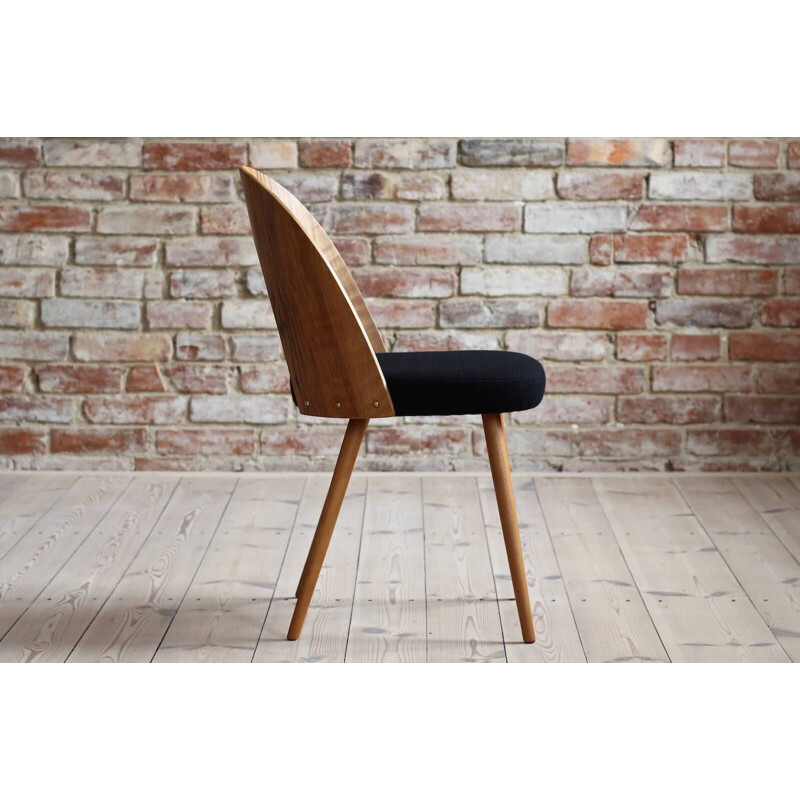 Set of 4 Midcentury Dining Chairs by A. Šuman in Black Wool by Kvadrat