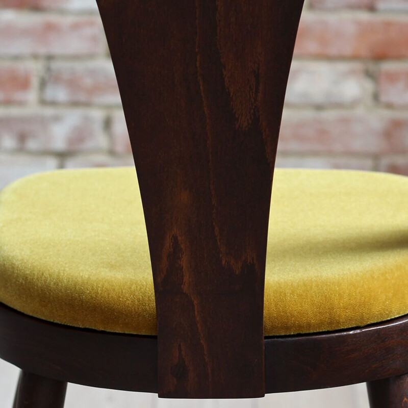 Set of 4 Midcentury Dining Chairs in Honey Yellow Mohair by Kvadrat