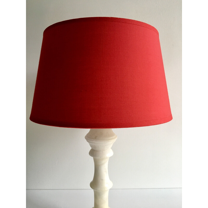 Vintage abt-jour fabric lamp bright red Albatre