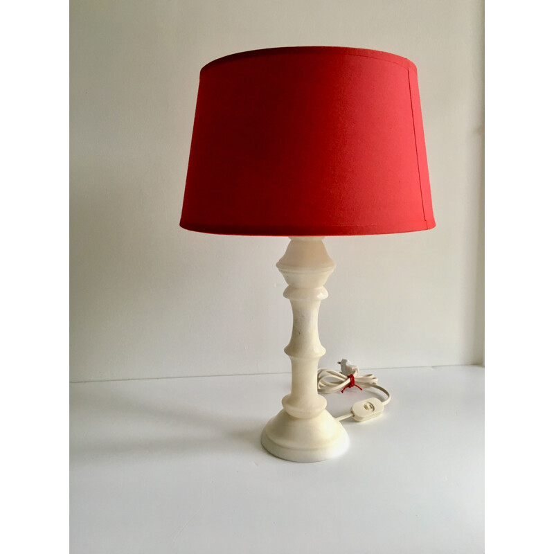 Vintage abt-jour fabric lamp bright red Albatre