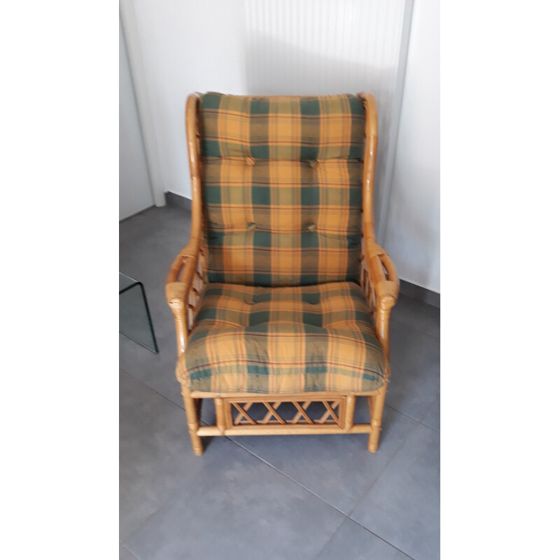Rattan armchair vintage Roche-Bobois