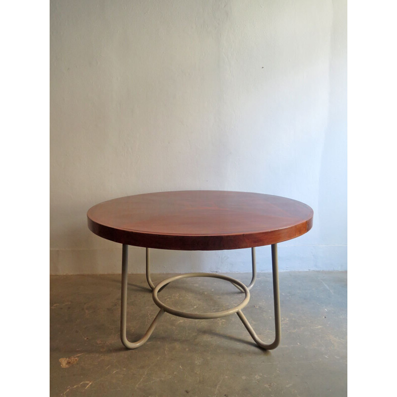 Table Bauhaus vintage en bois et métal 1930