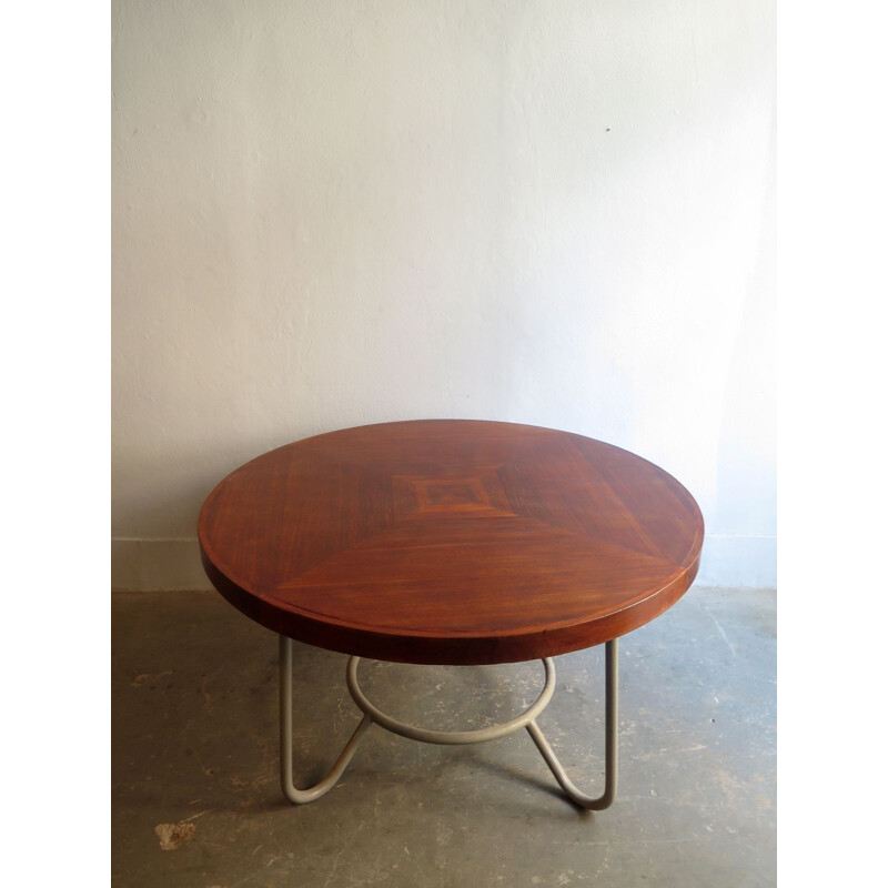 Vintage Bauhaus table in wood and metal 1930's