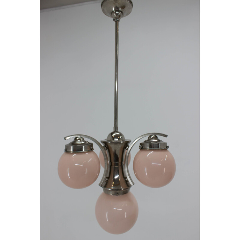 Vintage pink Art Deco chandelier, 1930's