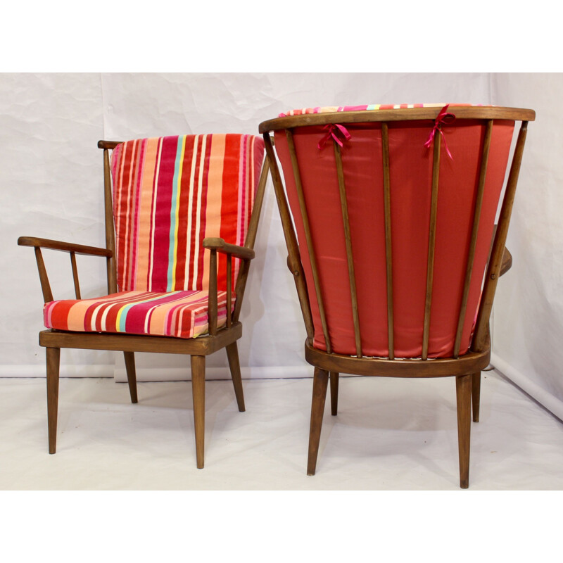 Paire de fauteuils vintage Baumann en bois de hêtre
