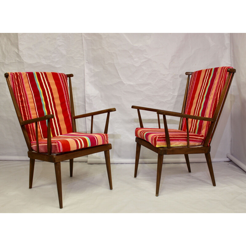 Paire de fauteuils vintage Baumann en bois de hêtre