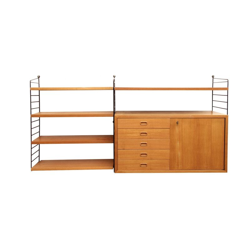 Wall unit Nisse Strinning in ash wood 1960s