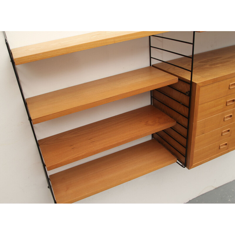 Wall unit Nisse Strinning in ash wood 1960s