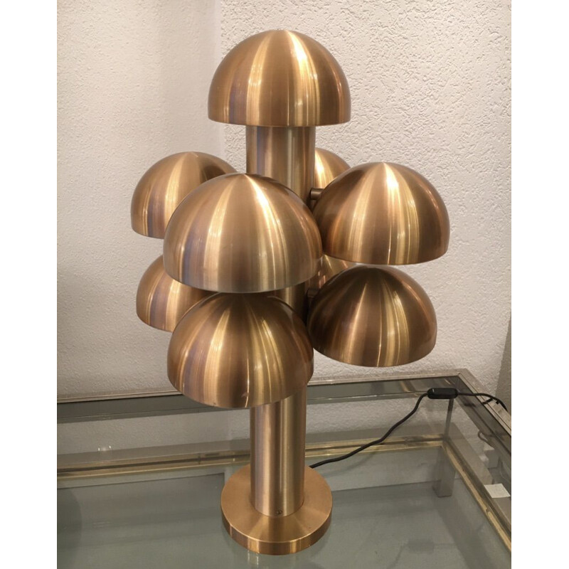 Vintage gouden tafellamp van Raak Maija Liisa Komulainen voor Raak, Nederland 1970