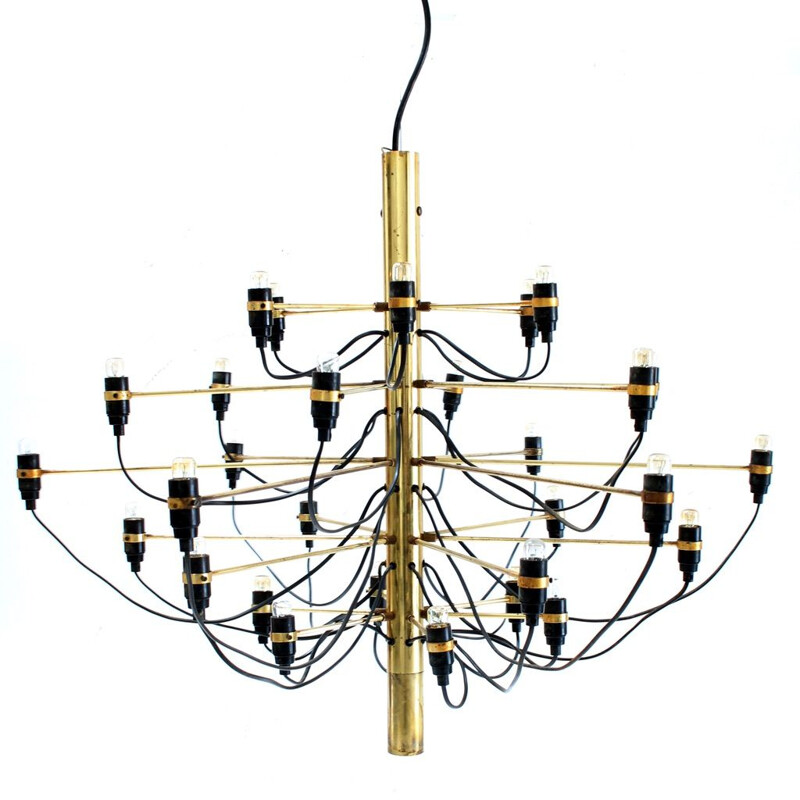 Vintage chandelier Gino Sarfatti 209730 in brass Italy 1980