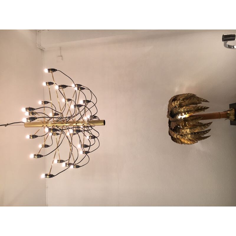 Vintage chandelier Gino Sarfatti 209730 in brass Italy 1980