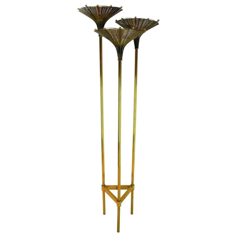 Vintage brass floor lamp "papyrus" by Nucci Valsecchi, Italy 1970