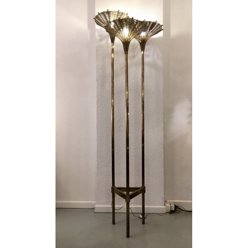 Vintage brass floor lamp "papyrus" by Nucci Valsecchi, Italy 1970