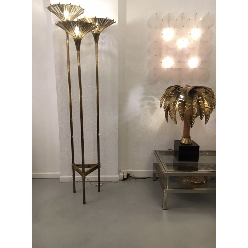 Vintage brass floor lamp "papyrus" by Nucci Valsecchi, Italy 1970