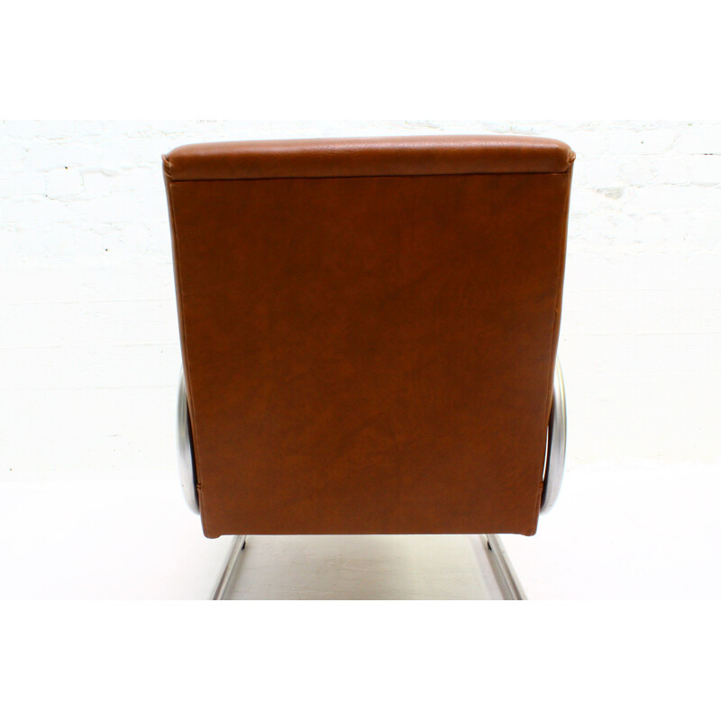 Tubax armchair in tubular steel armrests in lacquered wood 1950