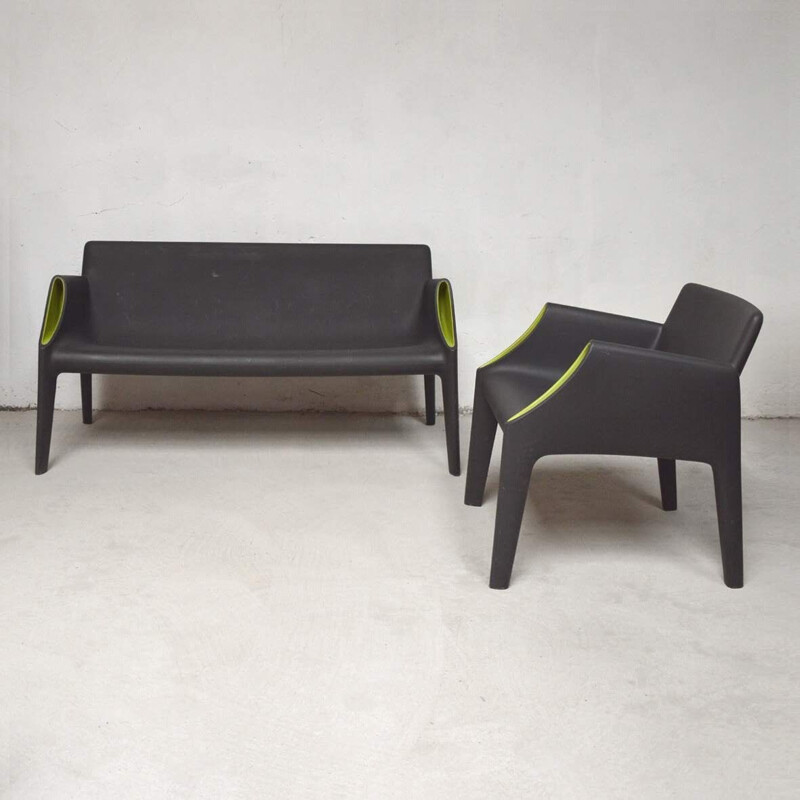 Vintage 2-seater sofa and Magic Hole armchair by Starck Kartell 2011