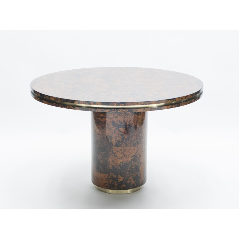 Genuine tortoiseshell and brass vintage table by Ottini Milano 1973