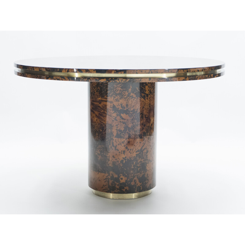 Genuine tortoiseshell and brass vintage table by Ottini Milano 1973