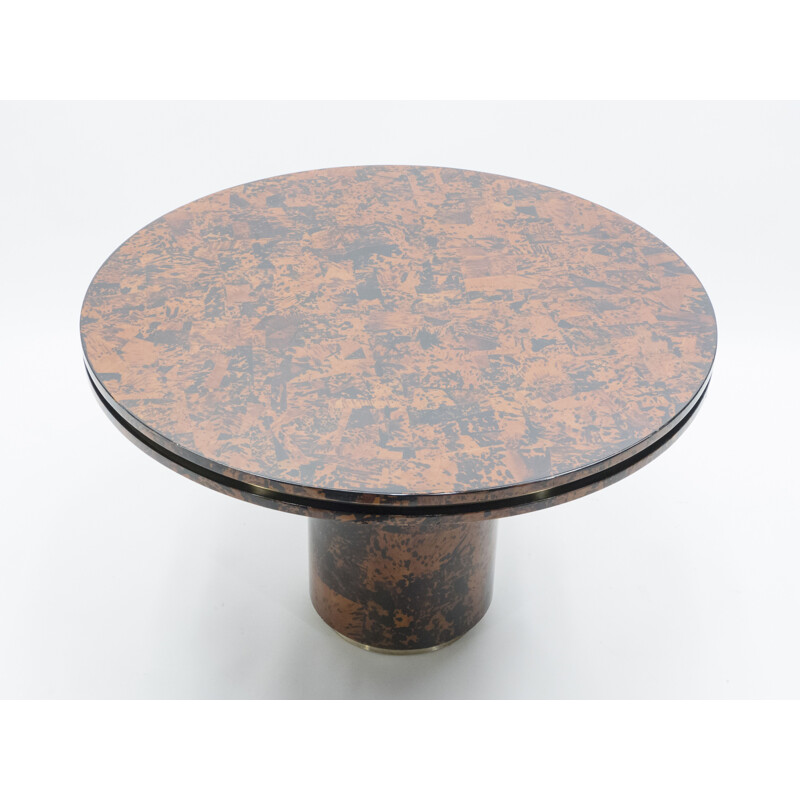 Genuine tortoiseshell and brass vintage table by Ottini Milano 1973