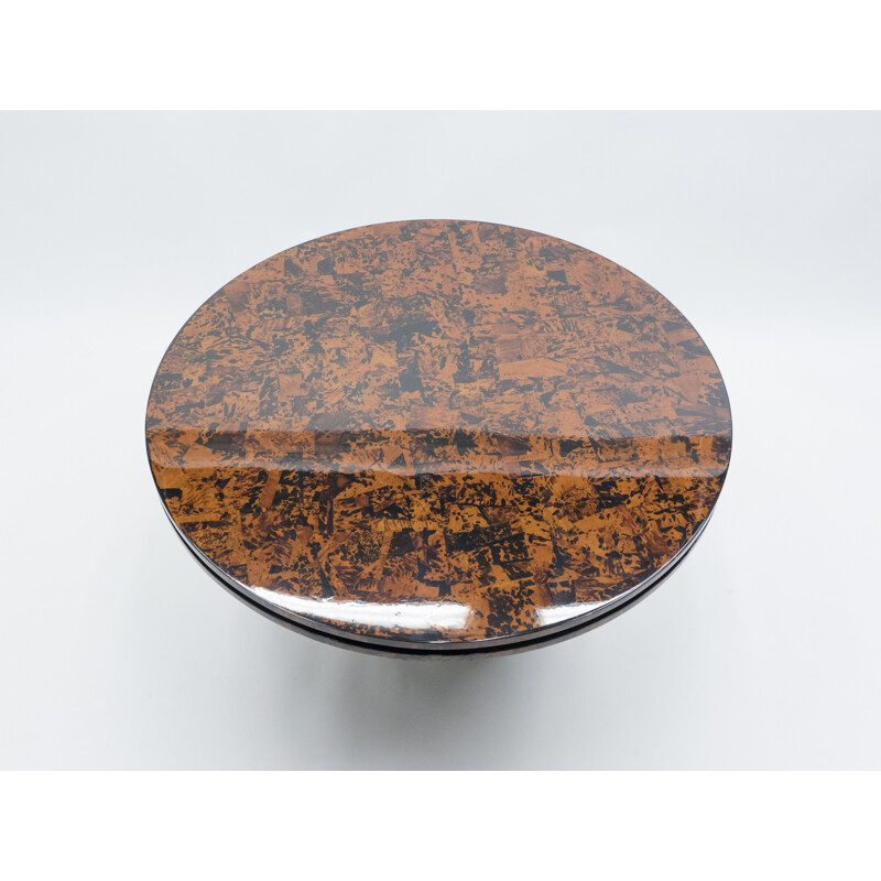 Genuine tortoiseshell and brass vintage table by Ottini Milano 1973